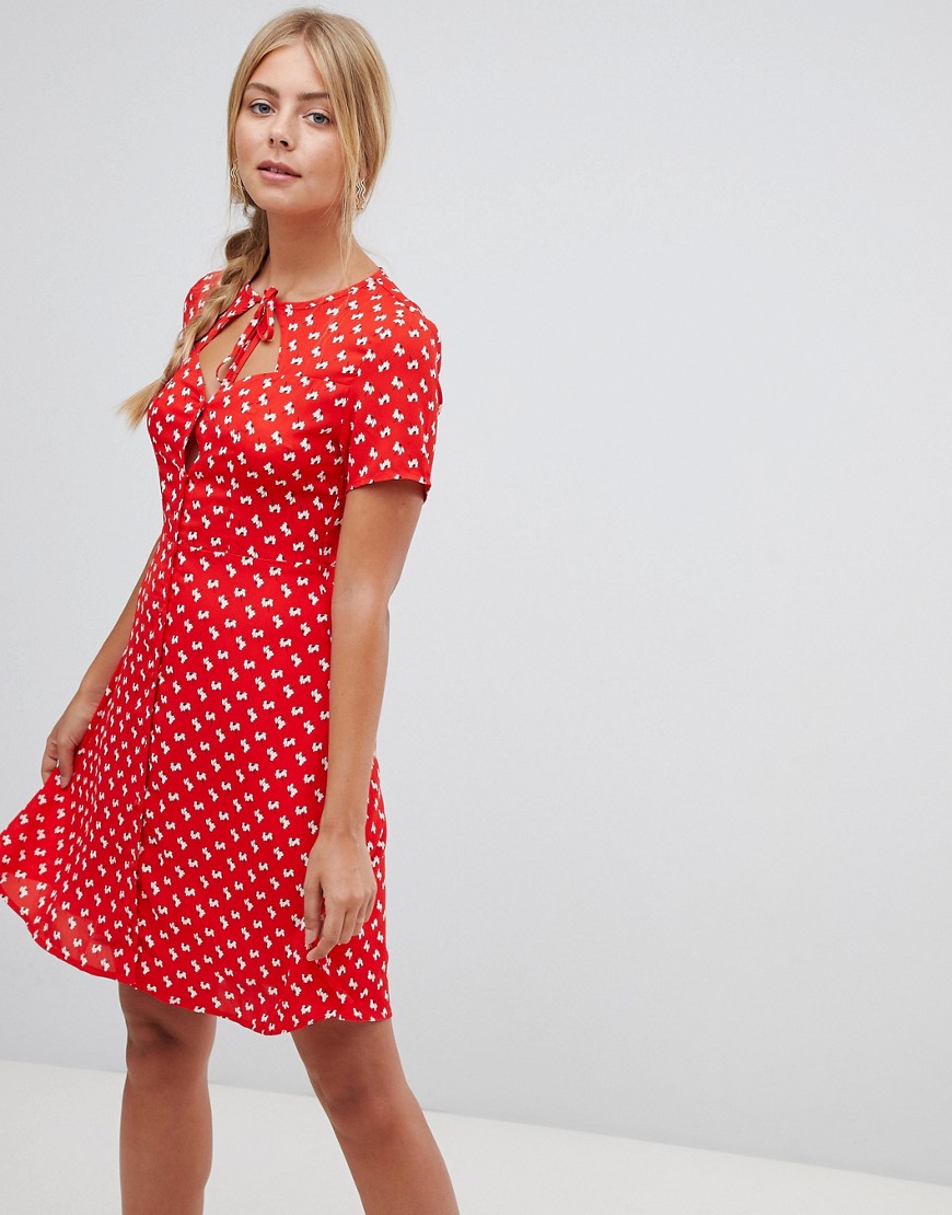 Gilli printed skater dress with key hole