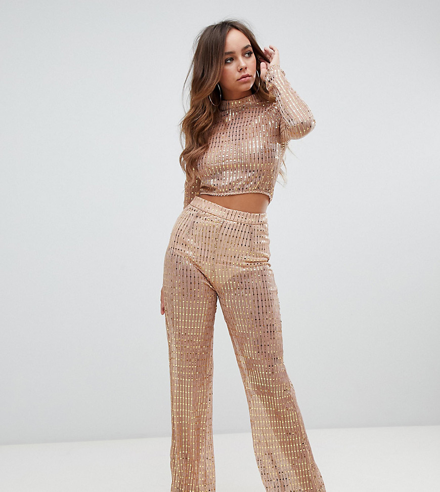 Missguided sequin co-ord wide leg trouser in gold