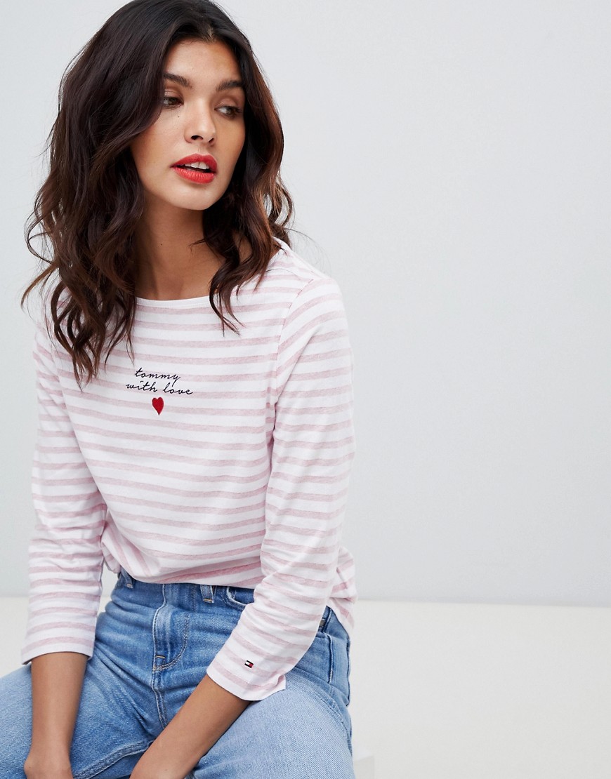 Tommy Hilfiger Tommy x Love striped logo t shirt - Red/white