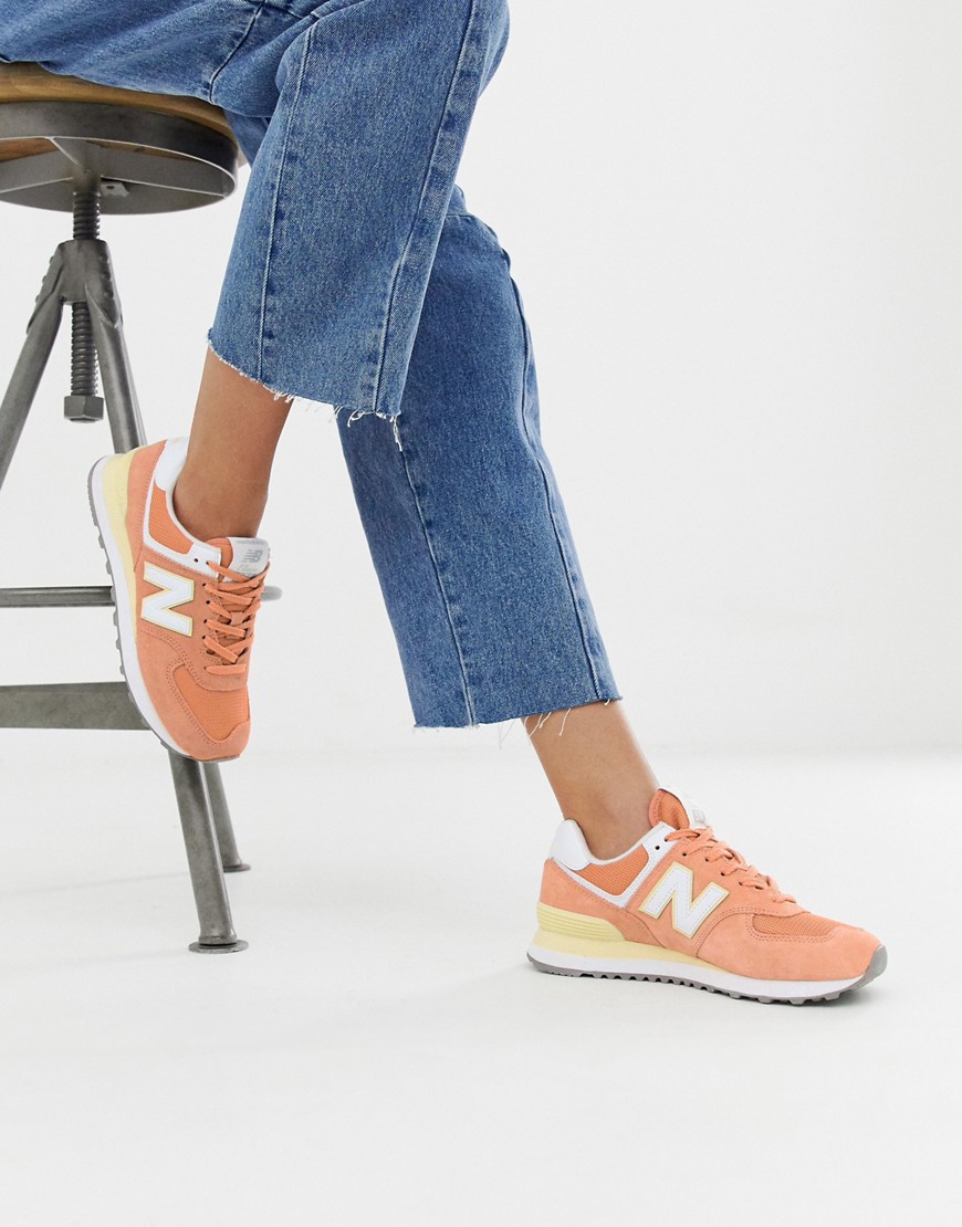 New Balance 574 Pastel trainers in coral