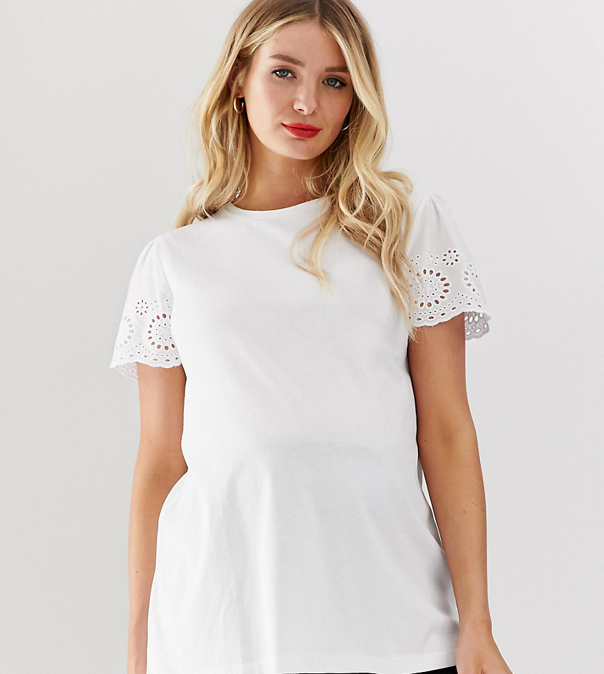 ASOS DESIGN Maternity top with broidery sleeve