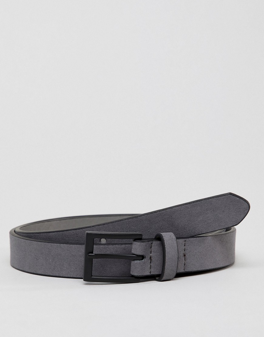 NEW LOOK FAUX SUEDE BELT WITH MATTE BUCKLE IN GRAY - GRAY,5689951/04