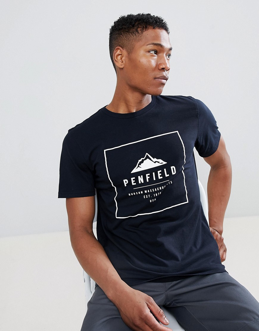 Penfield Alcala Box Logo T-Shirt in Black - Black