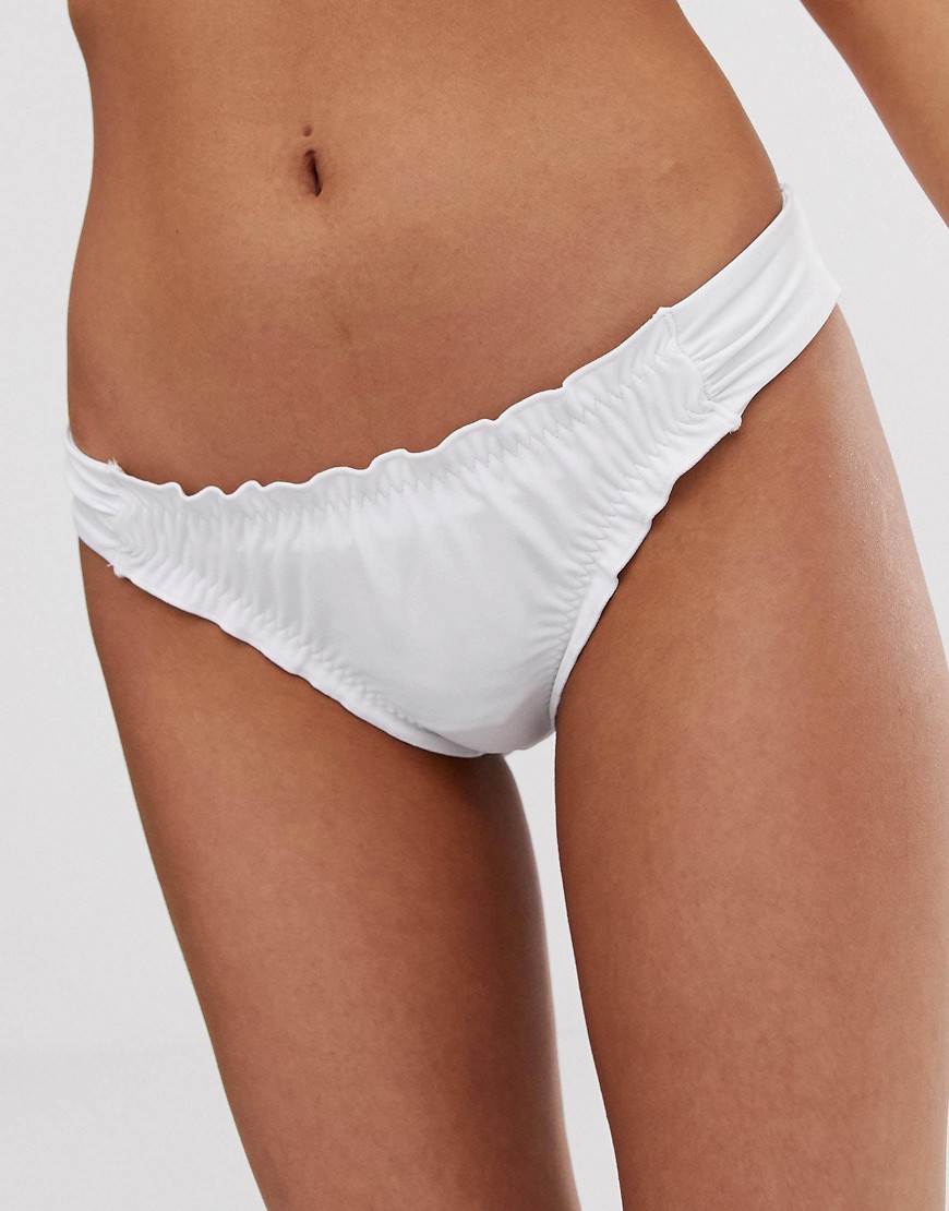 Pour Moi frill bikini bottom in white