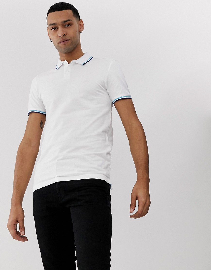 Tom Tailor polo with tipped collar in white