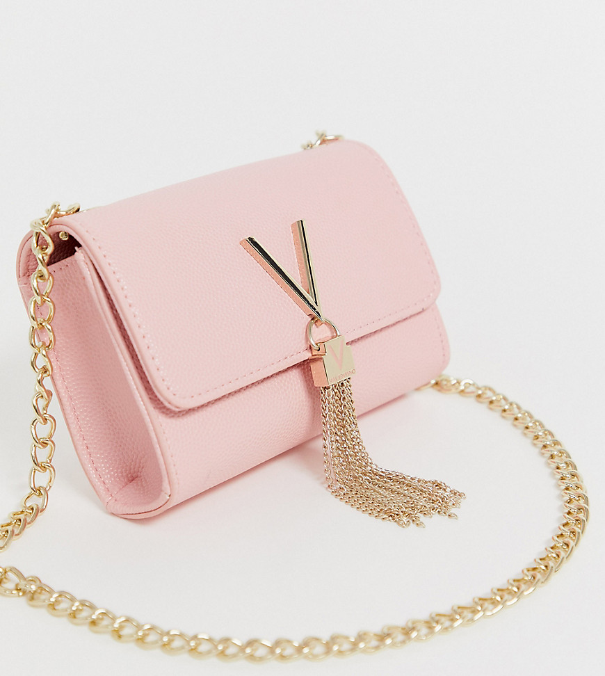 Valentino Bags Divina foldover tassel detail cross body bag in pink