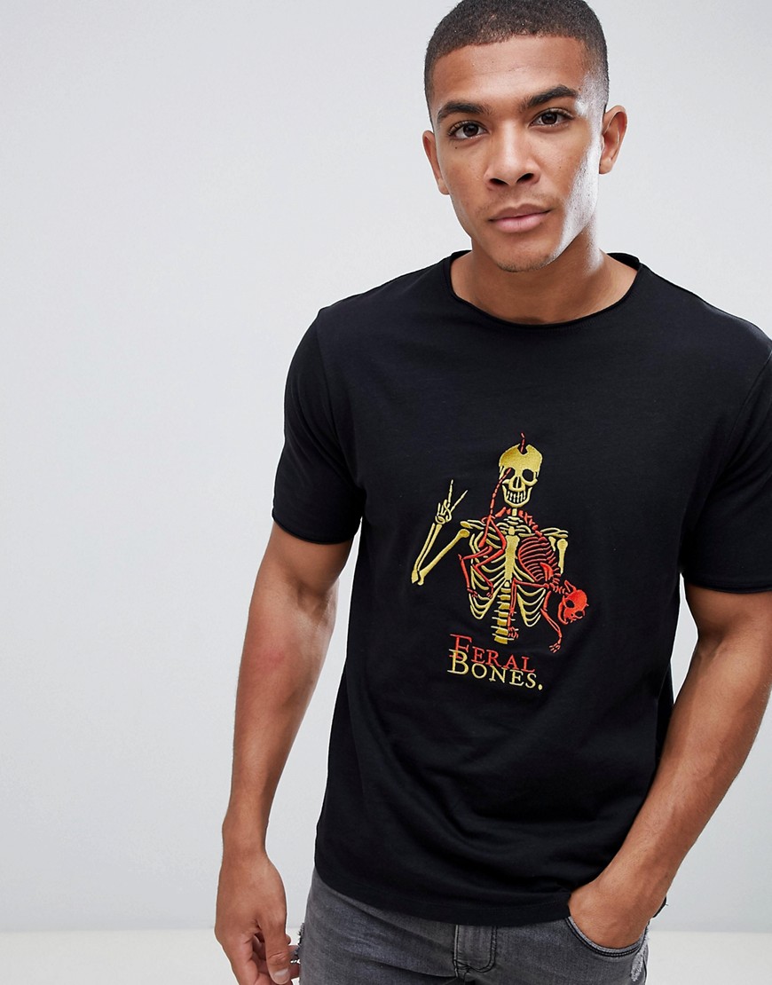 Bolongaro Trevor Embroidered Skeleton T-Shirt - Black