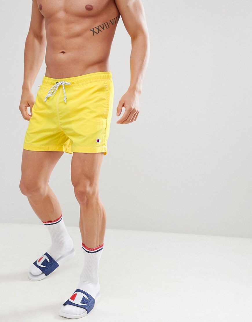 Champion Swim Shorts With Small Logo In Yellow - Yellow