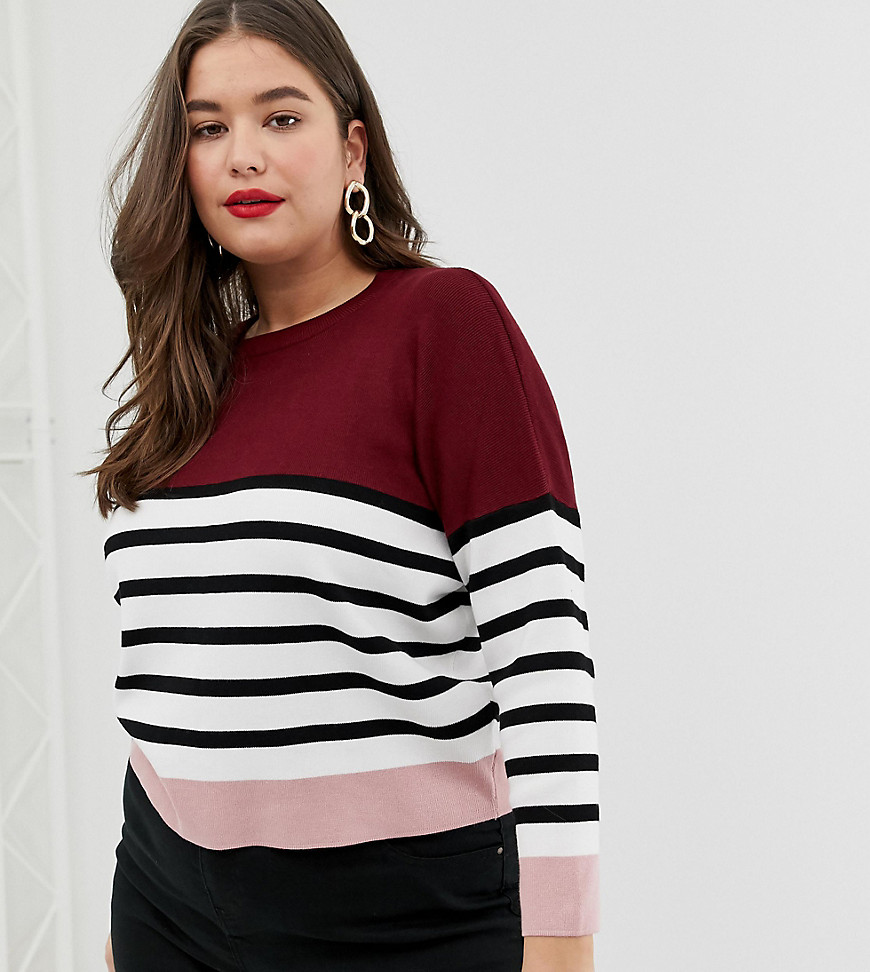 New Look Curve colour block jumper in red