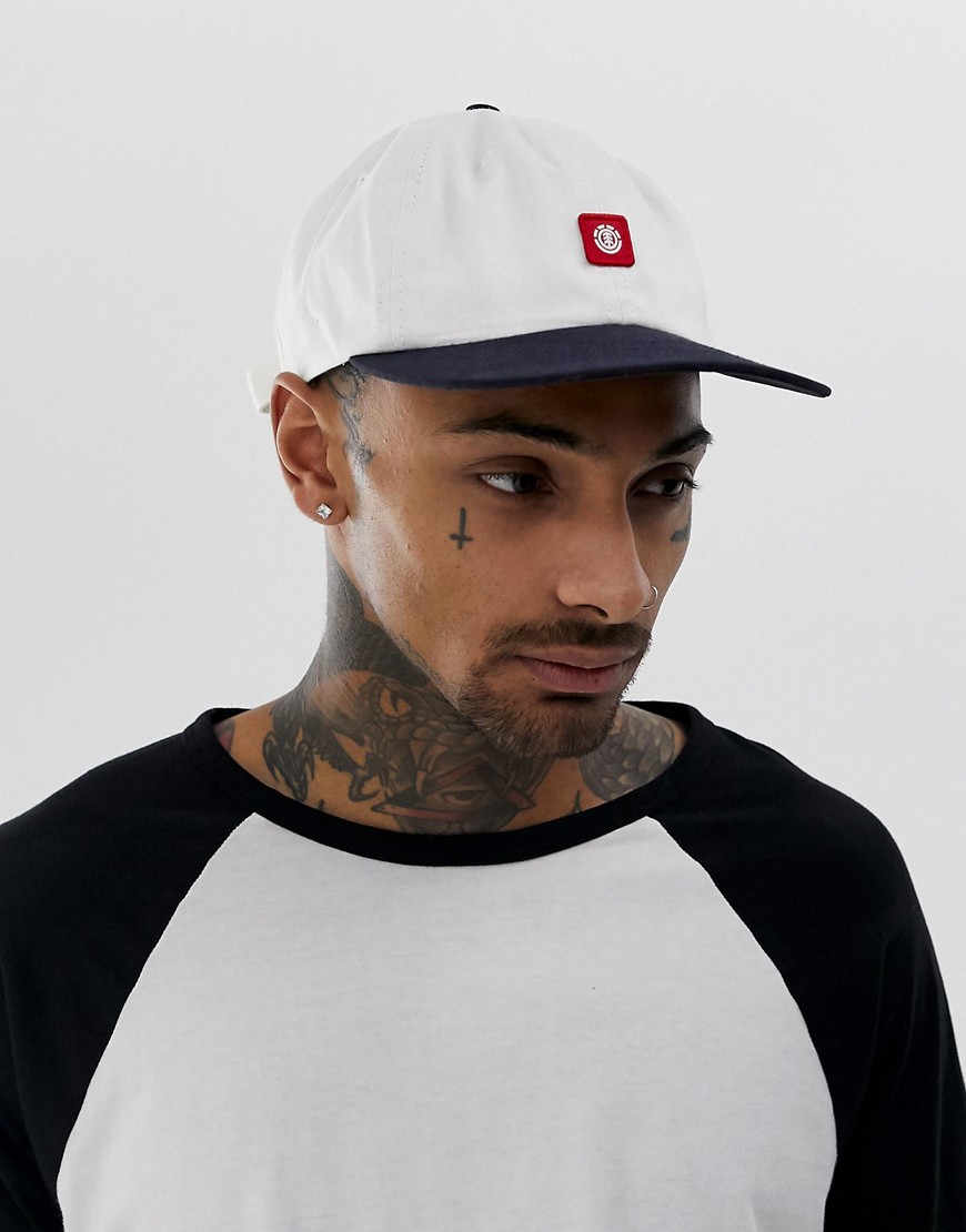 Element Pool cap with small box logo and contrast peak in white