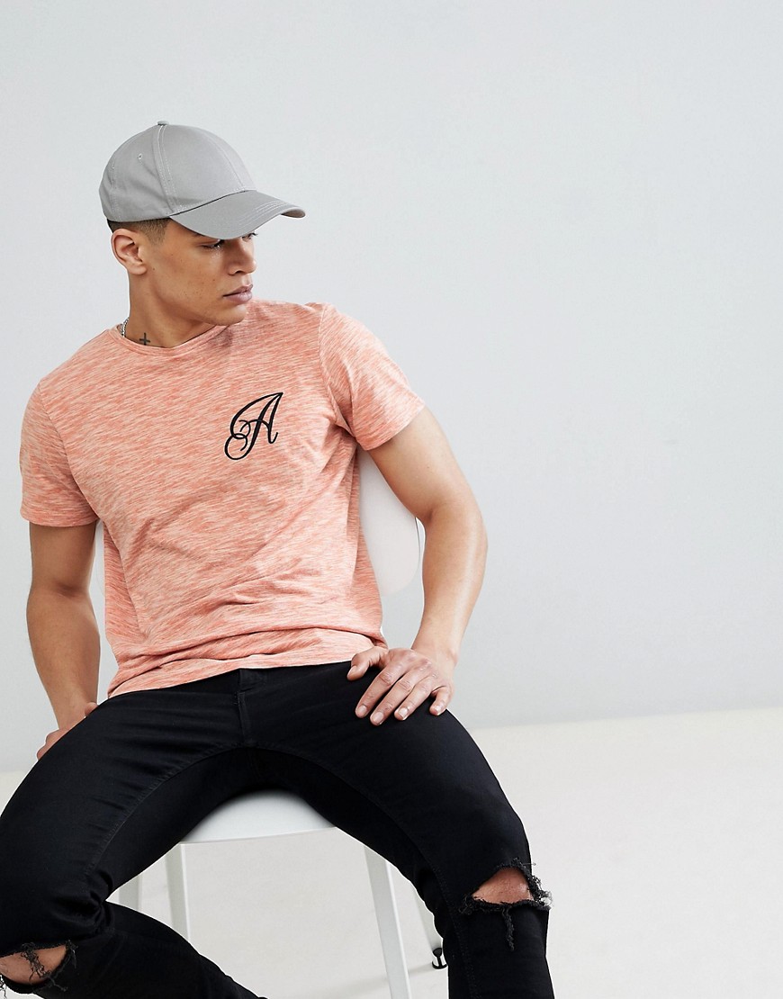 Another Influence Long Line Curved Hem Stretch Logo T-Shirt - Brown