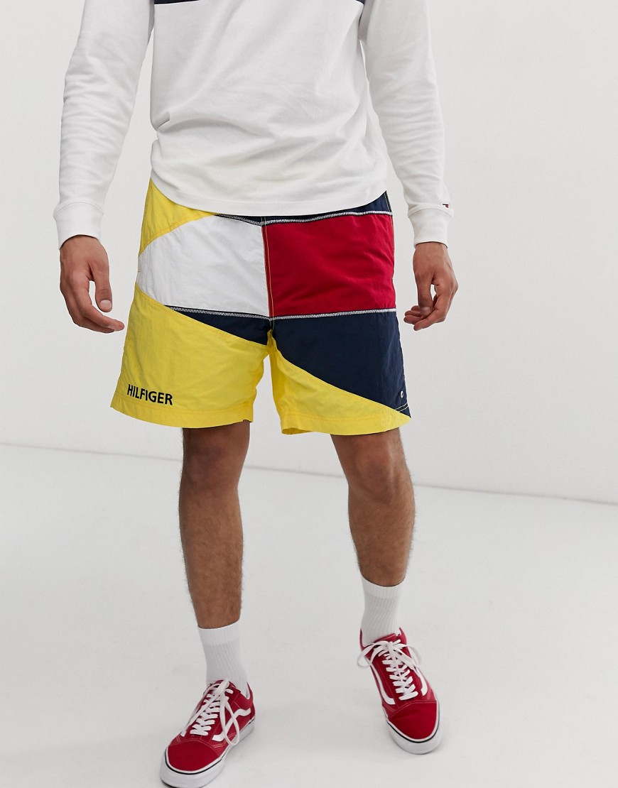 Tommy Jeans Summer Heritage Capsule shorts in yellow with large flag logo
