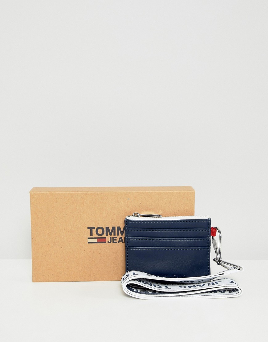 Tommy Jeans logo lanyard cardholder in navy - Navy