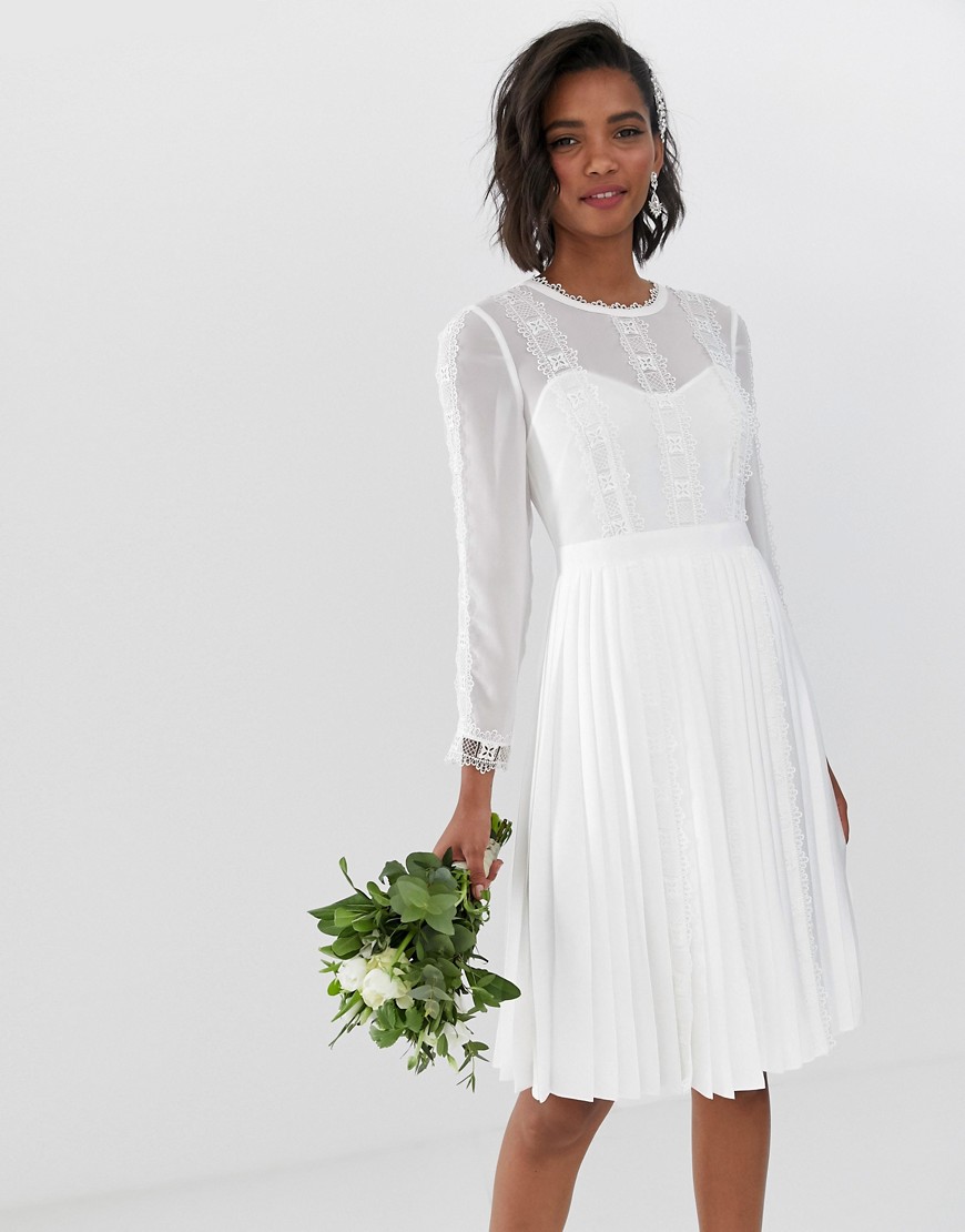 Ted Baker bridal lace trim pleated skirt dress