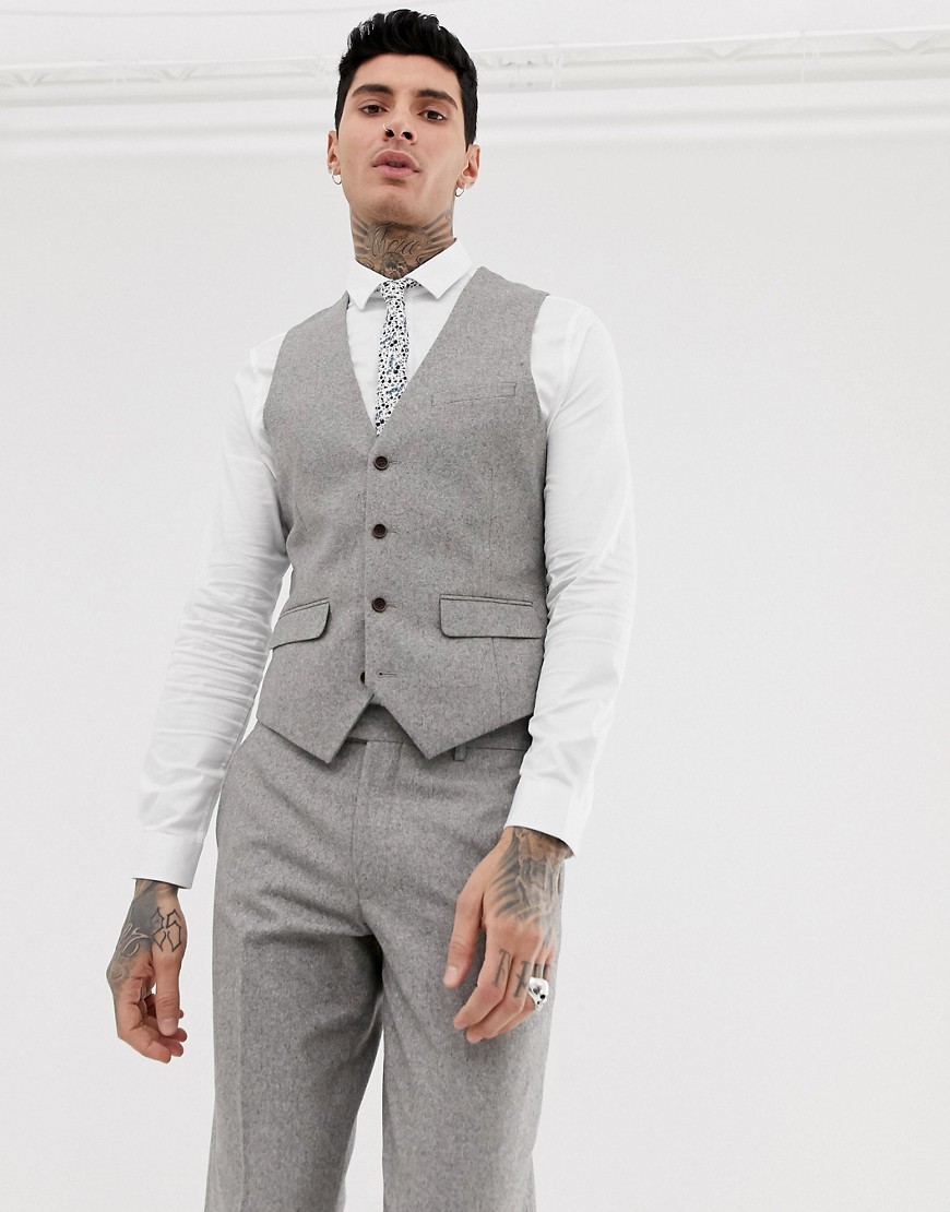 Harry Brown wedding wool blend slim fit summer tweed waistcoat