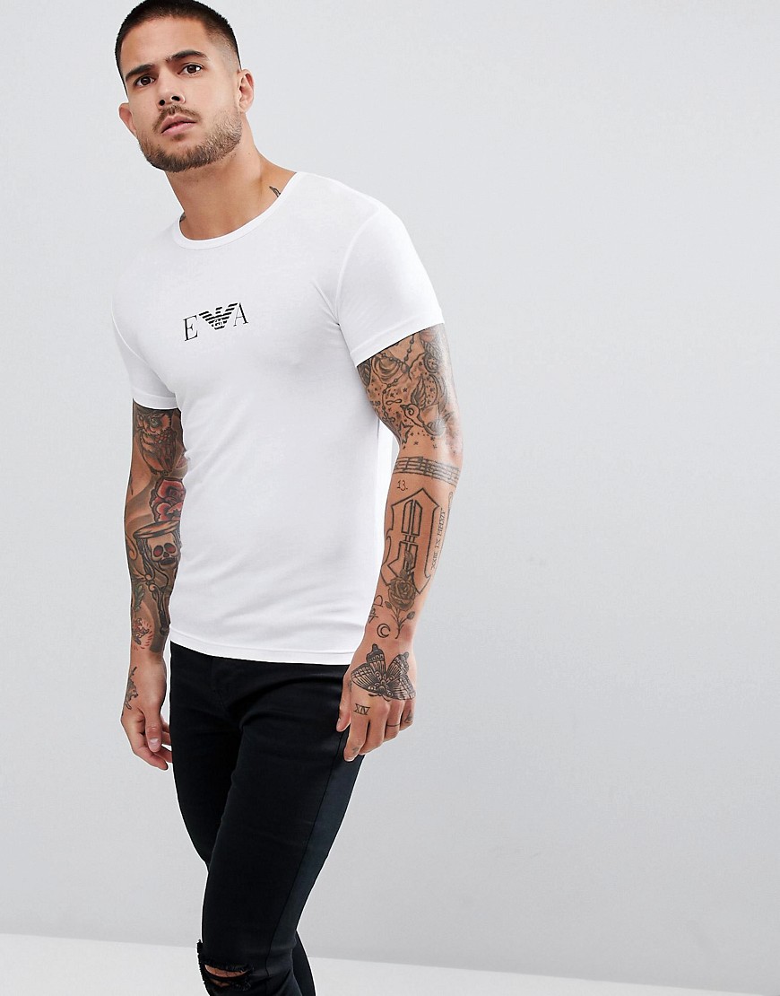 Emporio Armani Muscle Fit Chest Logo T-Shirt In White