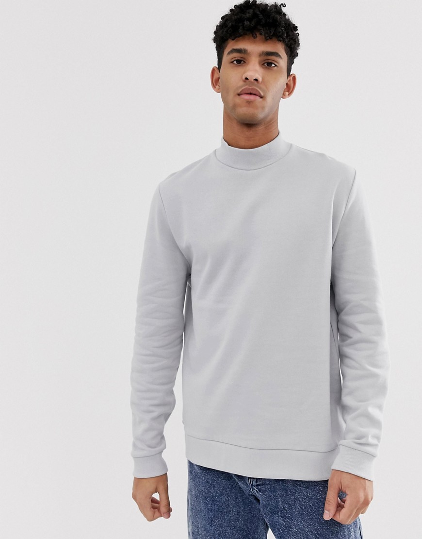ASOS DESIGN sweatshirt with turtle neck in grey