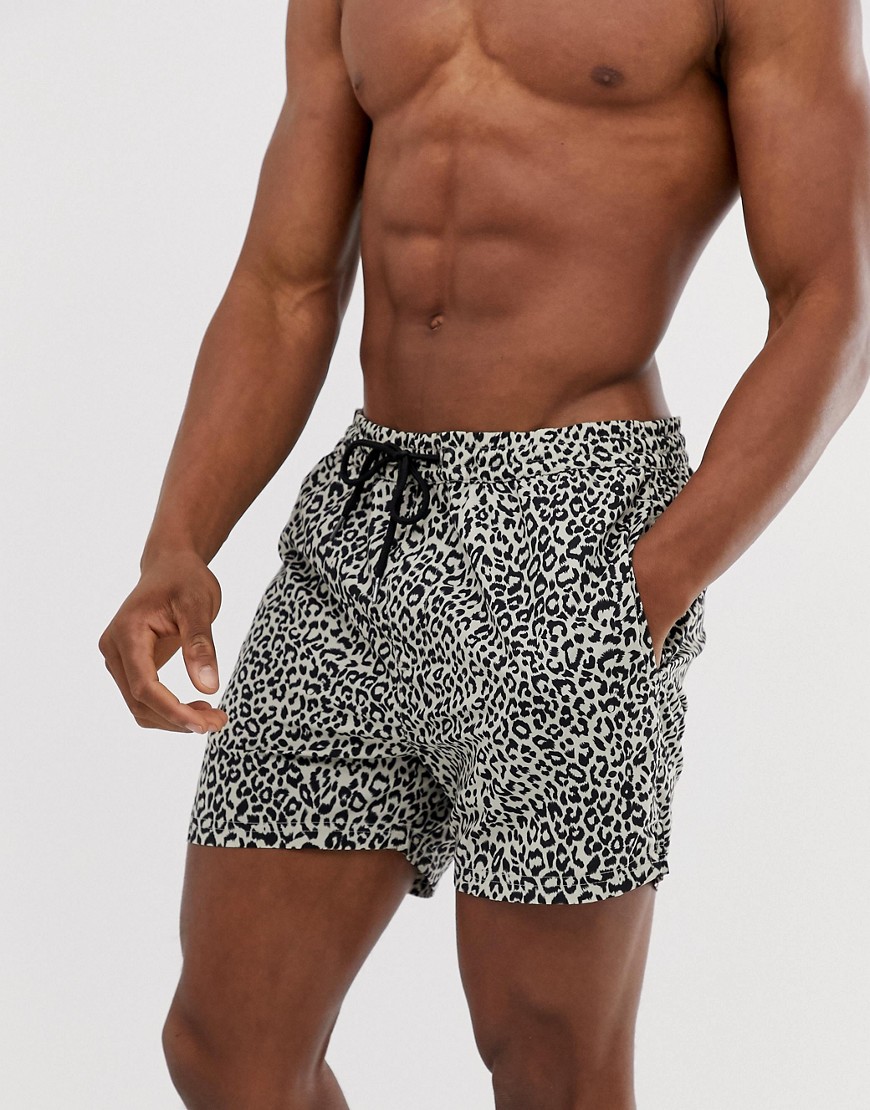 Another Influence leopard print swim shorts
