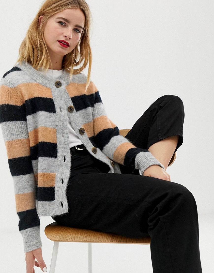 Selected Femme multi stripe knitted cardigan