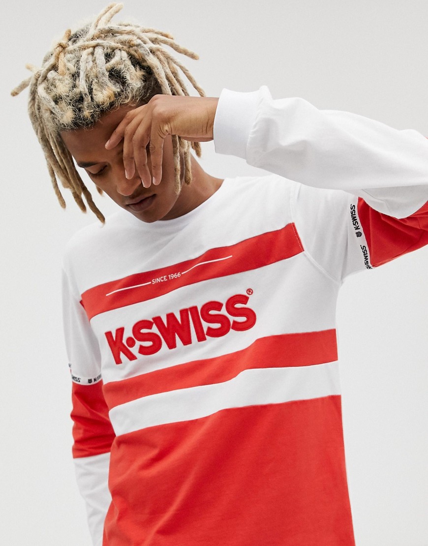 K-Swiss Fairfield Long Sleeve T-Shirt With Logo Panel In White