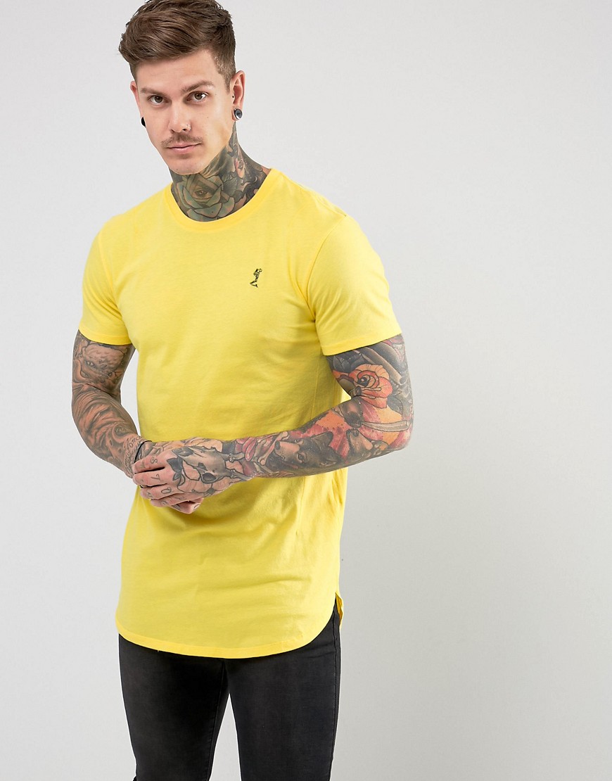 Religion Longline T-Shirt With Chest Branding - Bright yellow
