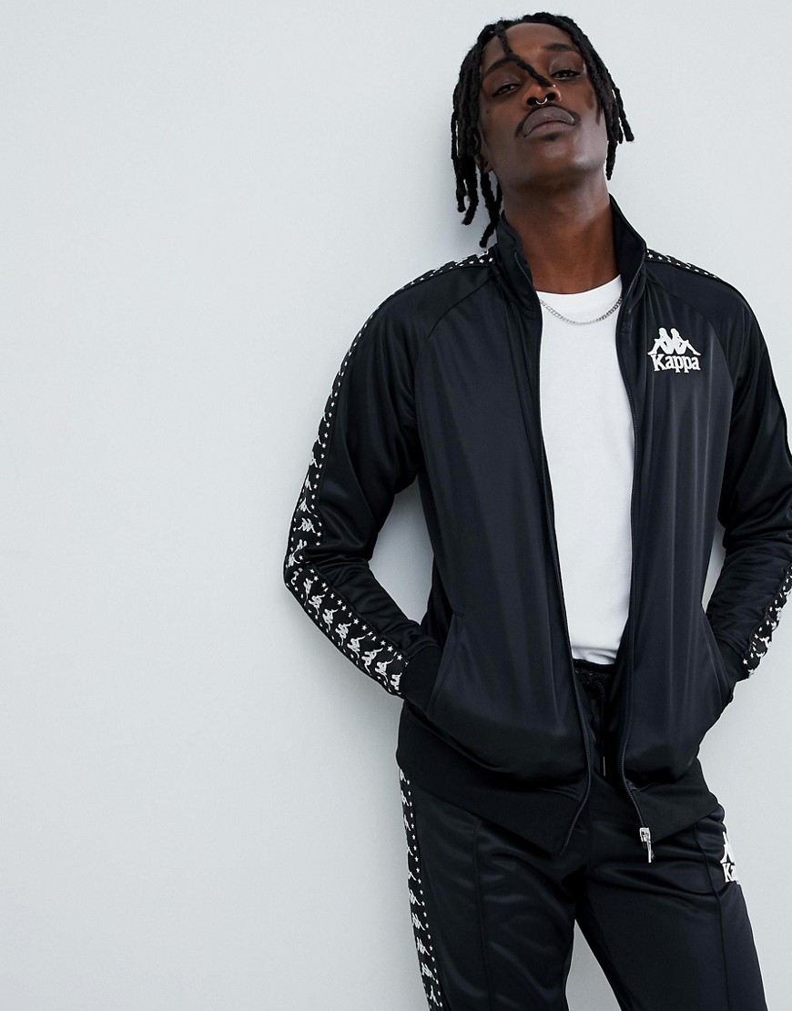 Kappa track jacket with logo taping in black