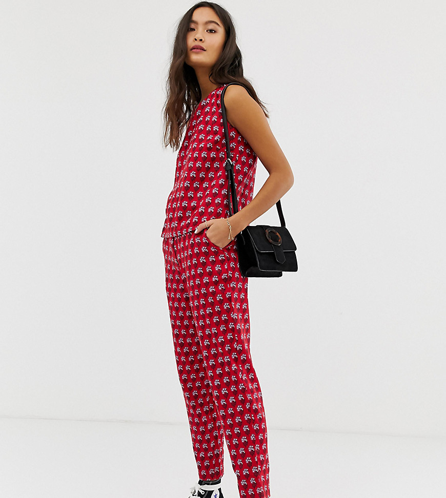 People Tree x V&A straight leg trousers in tiled floral print co-ord