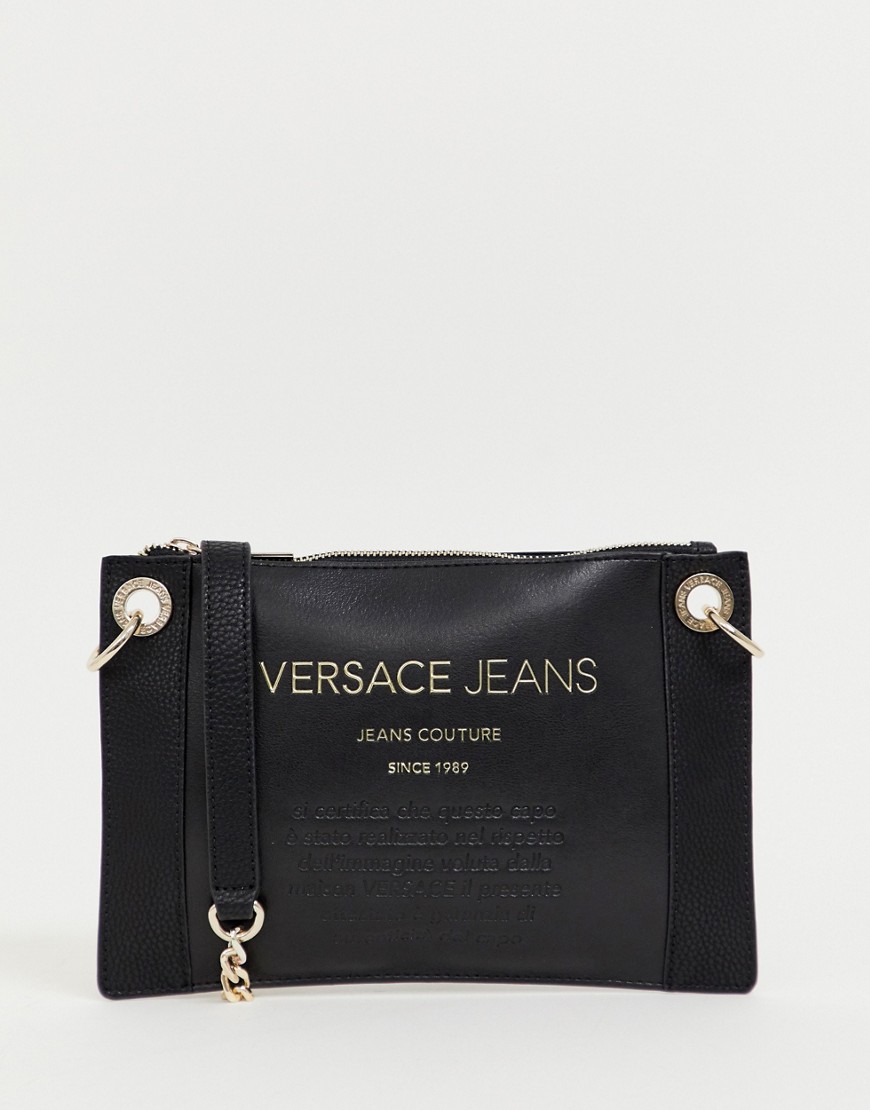 Versace Jeans embossed logo cross body bag