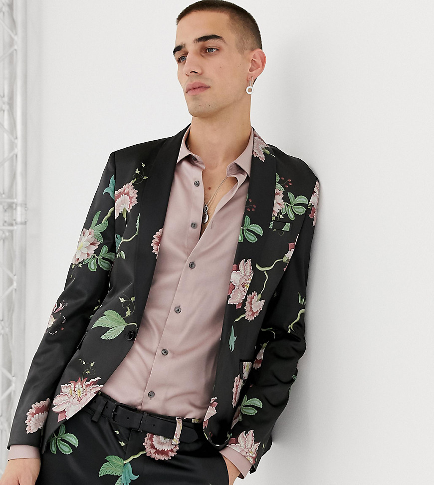 Heart & Dagger skinny fit suit jacket in floral sateen