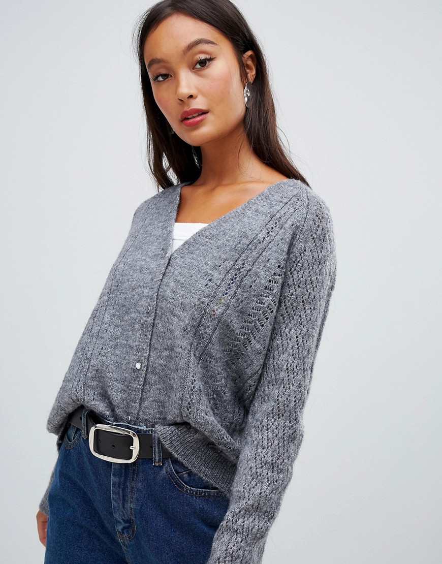 Pimkie Cable Knit Cardigan - Grey