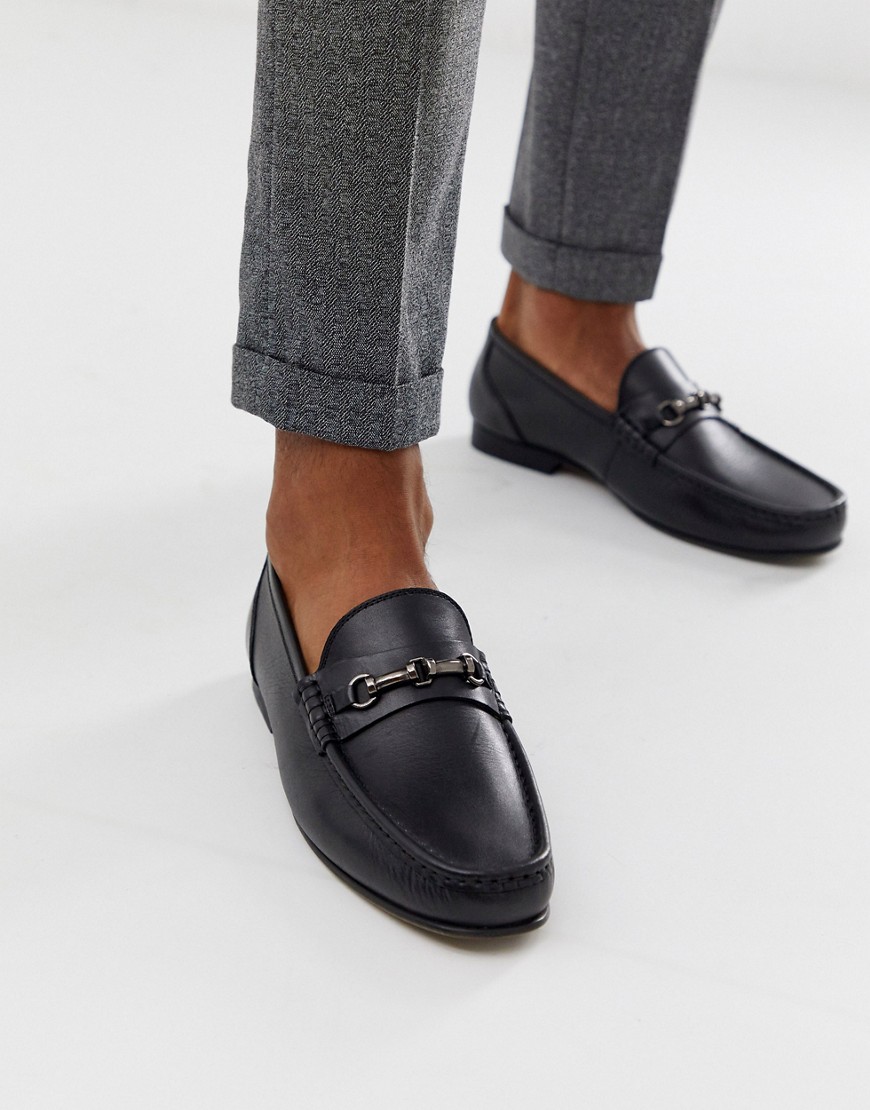 ASOS DESIGN loafers in black leather