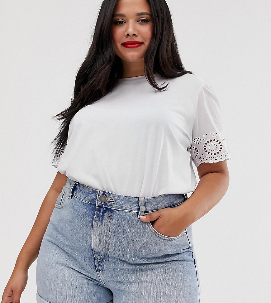 ASOS DESIGN Curve top with broidery sleeve