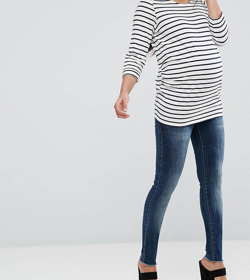 Mamalicious Over The Bump Slim Jeans - Blue