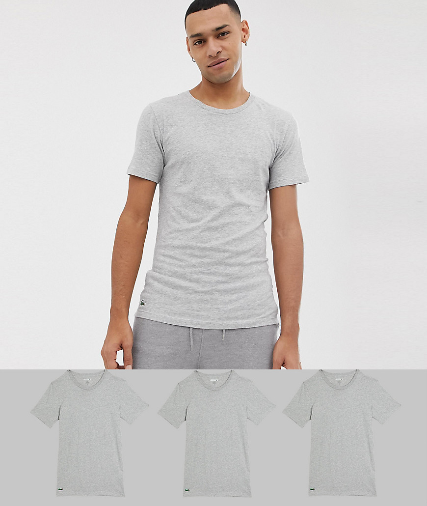 Lacoste Essentials Slim Fit 3 pack t-shirts in grey
