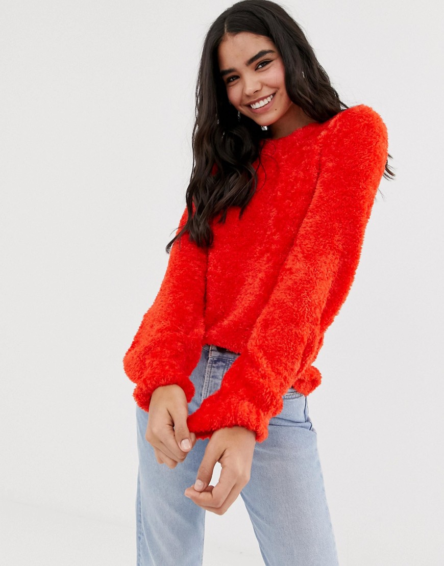 QED London fluffy jumper with balloon sleeves