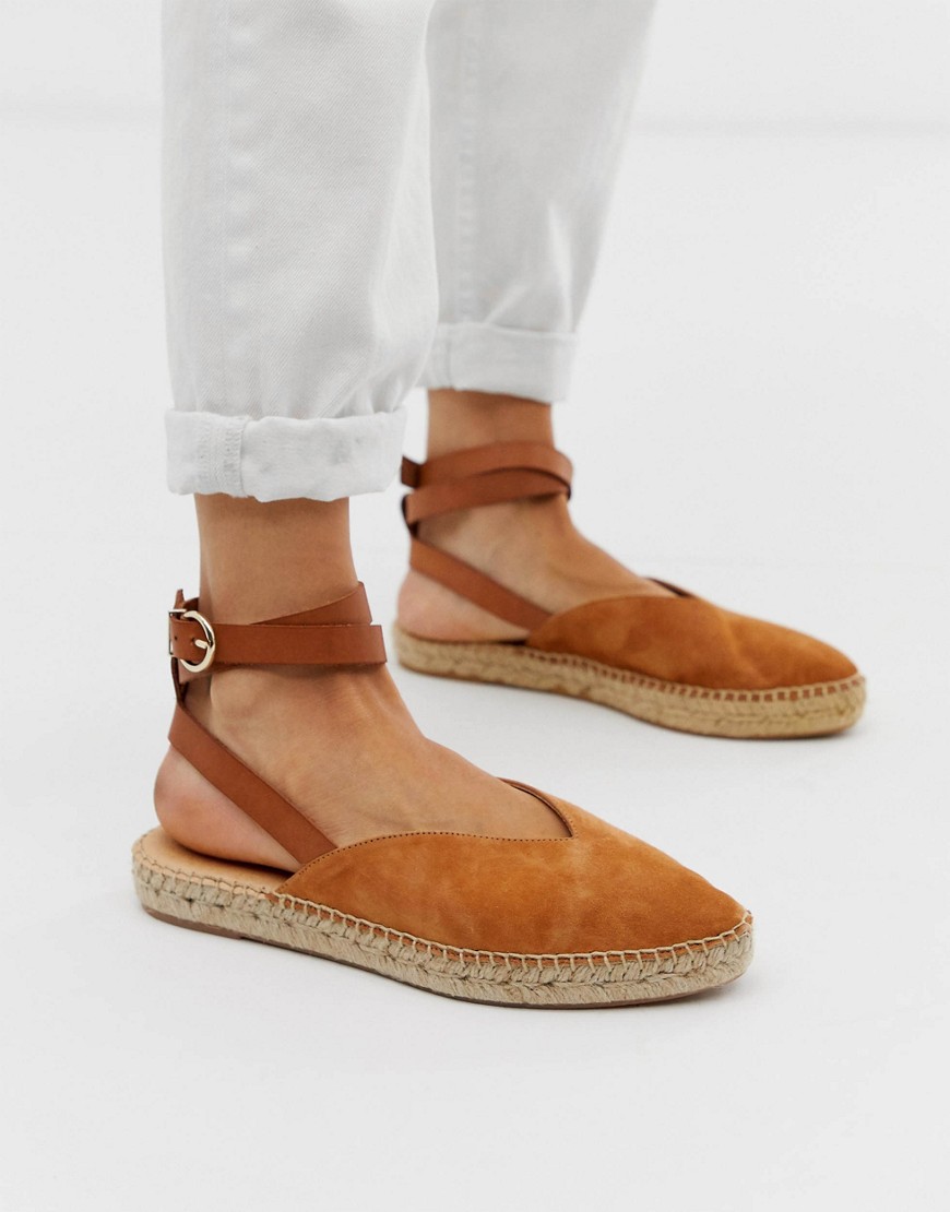 Office Faris tan suede espadrilles with ankle strap