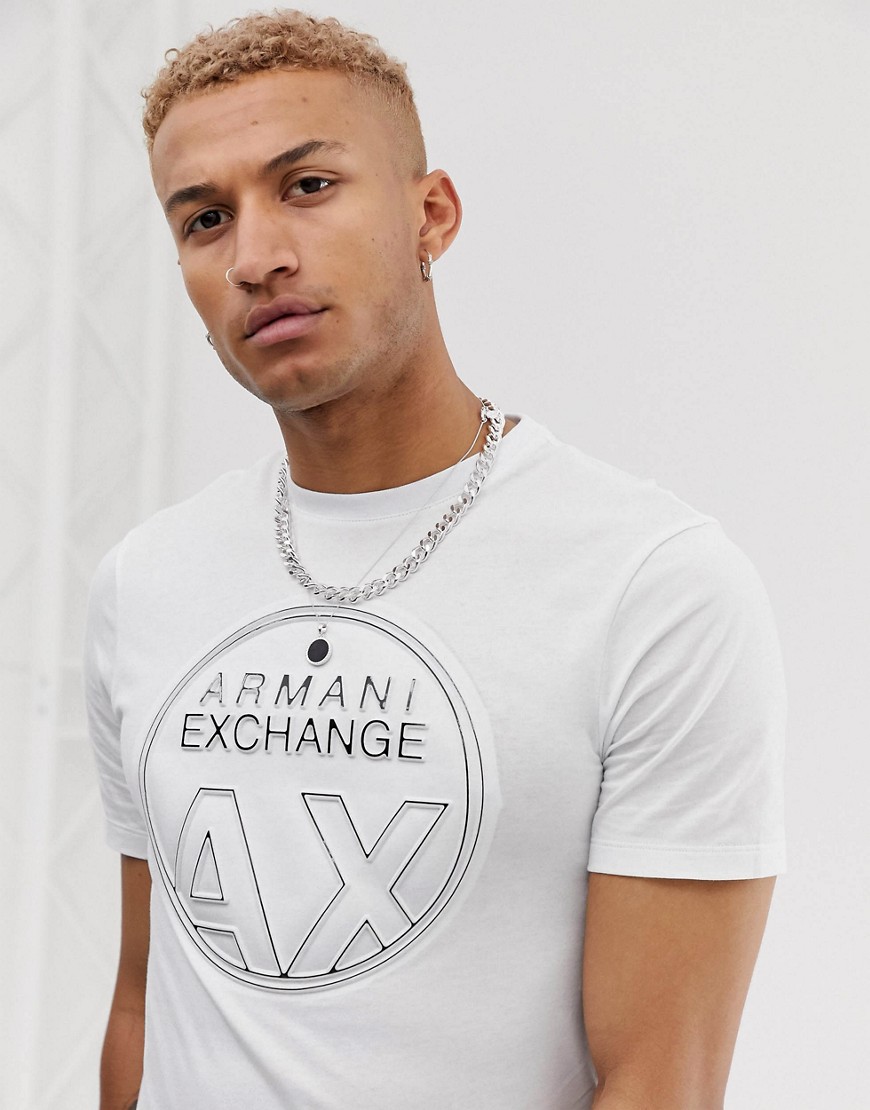 Armani Exchange AX circle logo t-shirt in white