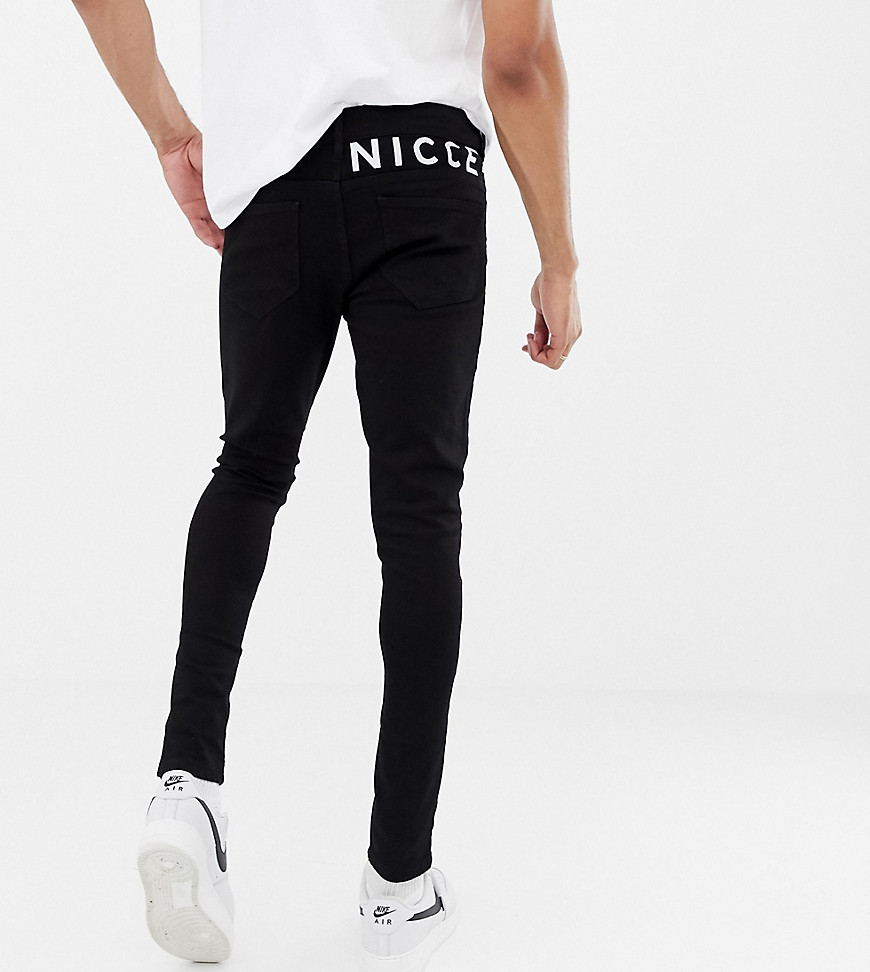 Nicce skinny fit jeans in  black with logo exclusive to ASOS