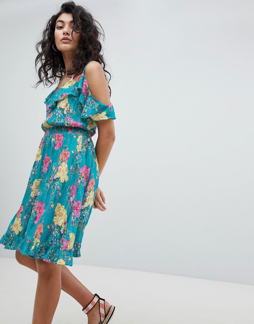 Floozie By Frost French Waterfall Floral Beach Dress - Blue