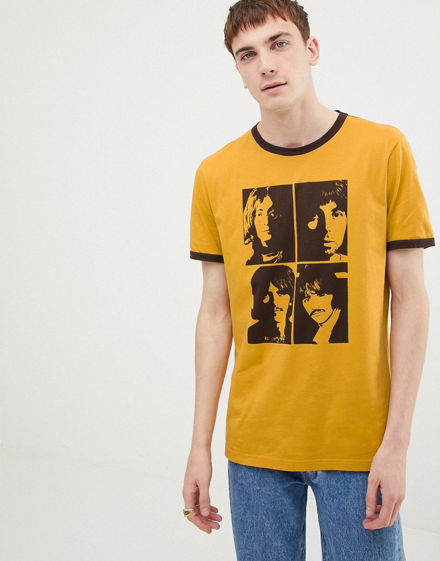 Pretty Green x The Beatles portrait t-shirt in yellow