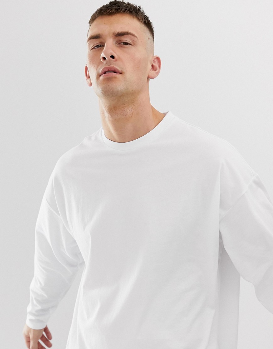 ASOS DESIGN oversized long sleeve t-shirt with crew neck in white