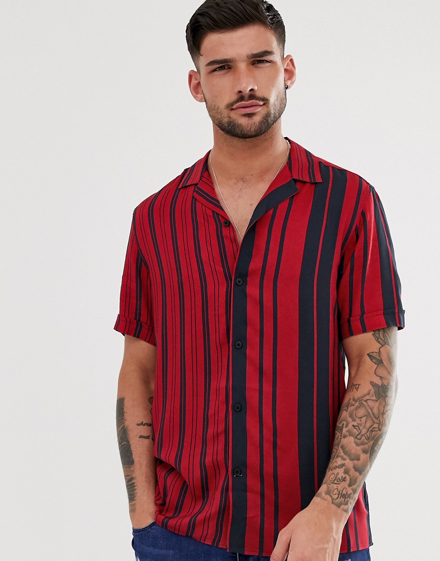 Burton Menswear shirt with splicing in red