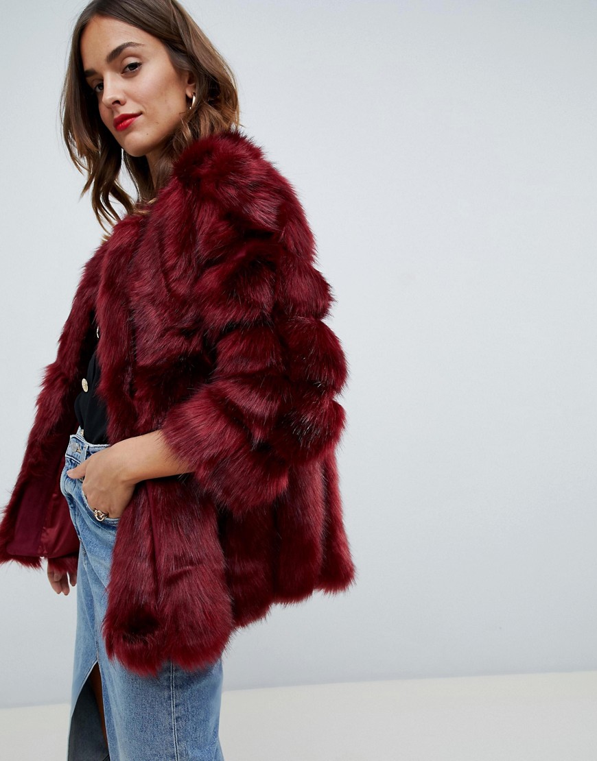 Jayley Luxurious Stripe Fur Jacket
