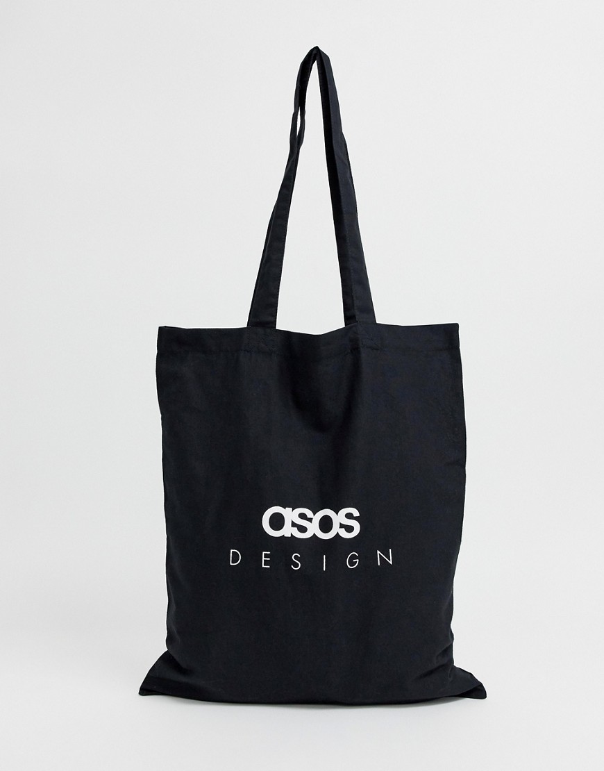 Asos Design Branded Organic Cotton Tote Bag-black