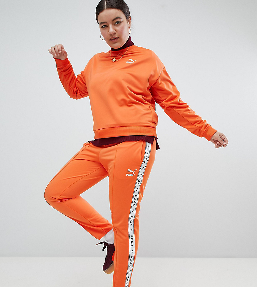 Puma Exclusive To ASOS Plus Taped Side Stripe Track Pants In Orange