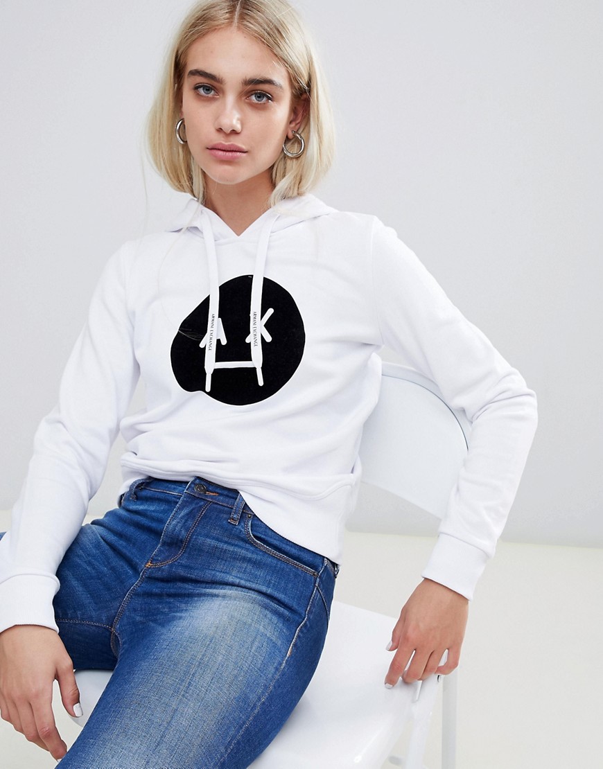 Armani Exchange hoodie with ax face logo - 1100 white