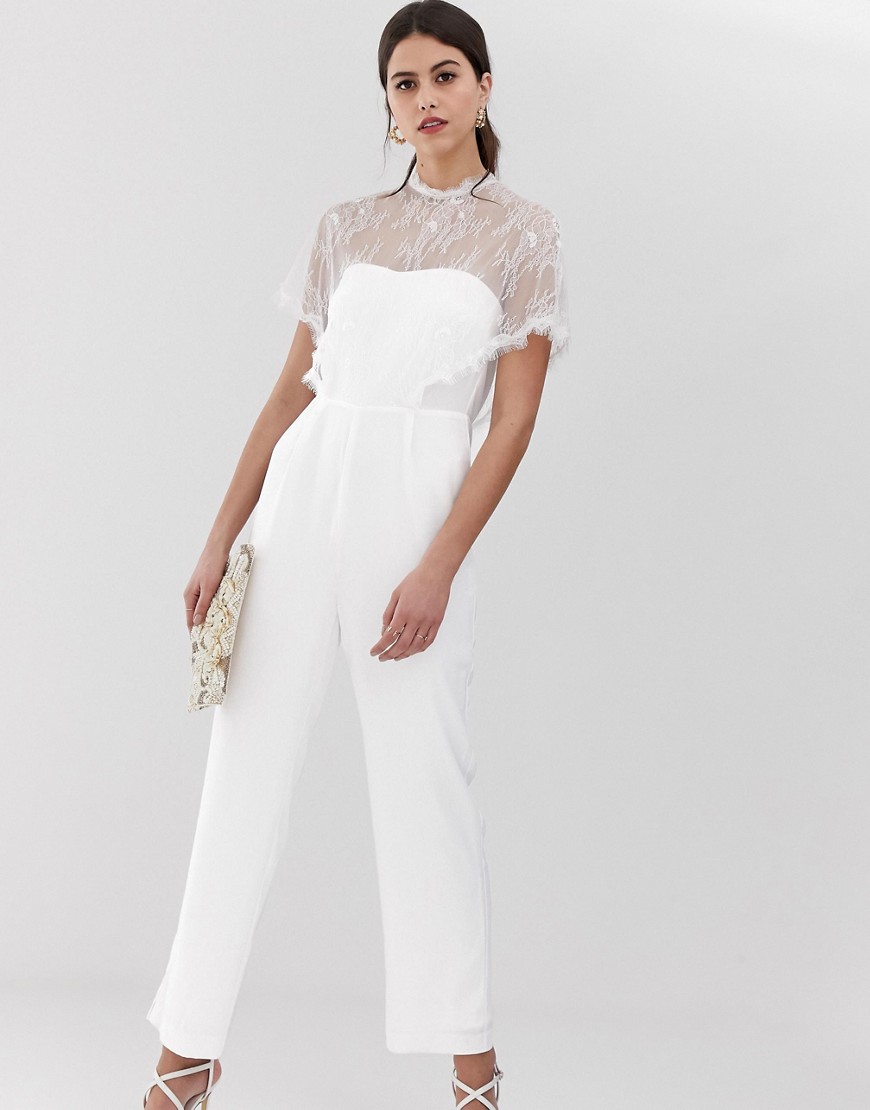 Y.A.S lace bodice jumpsuit in white
