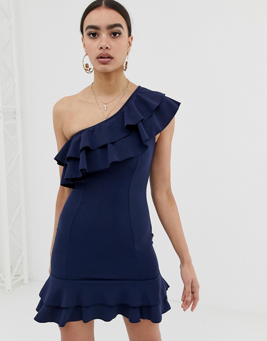 In The Style one shoulder frill dress