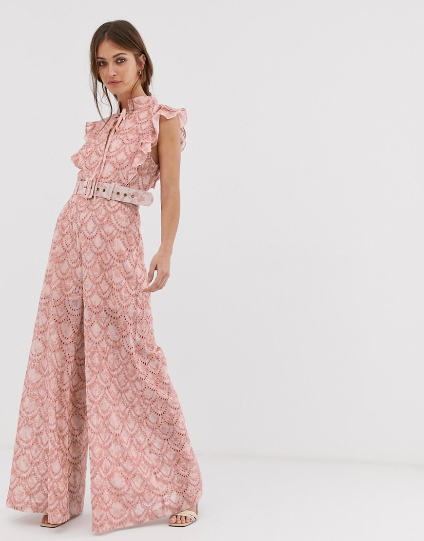 We Are Kindred broderie wide leg jumpsuit