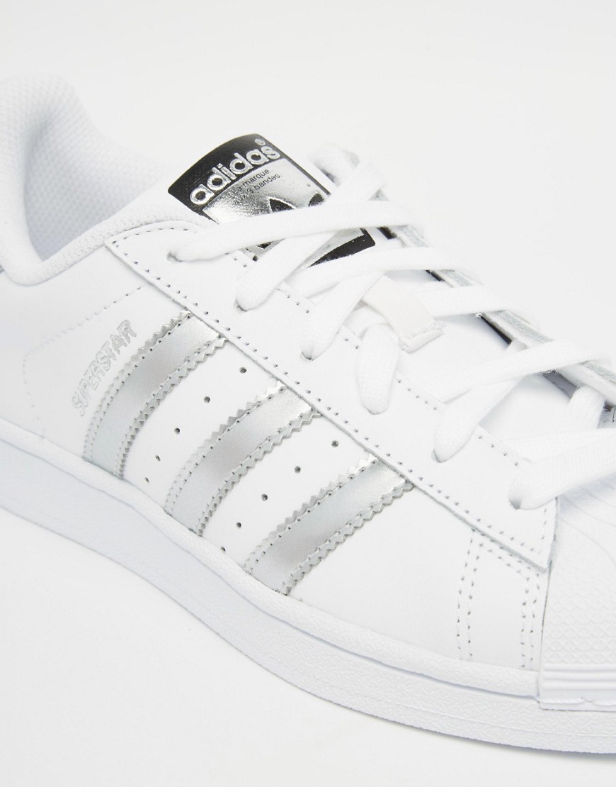 Adidas | adidas Originals White & Silver Superstar Trainers at ASOS
